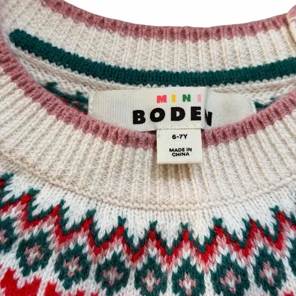 Mini Boden Fair Isle Skiing Mice Sweater Sz 6/7 - Picture 2 of 7